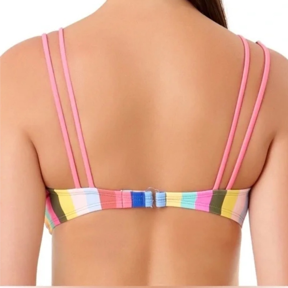 No Boundaries Salsa Stripe Bralette Bikini Top - Picture 4 of 7